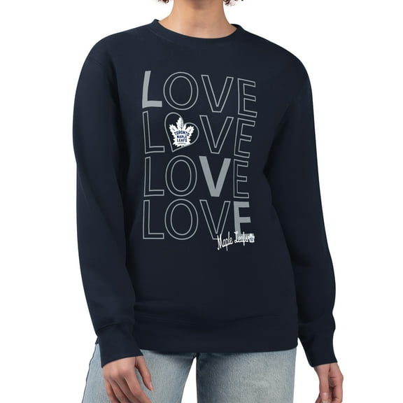 Women's G-III 4Her by Carl Banks  Navy Toronto Maple Leafs Lots Of Love Team Logo Graphic Pullover Sweatshirt