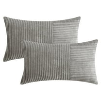 Unique Bargains 2Pcs Modern Strip Throw Pillow Covers for Living Room Grey 12" x 20"