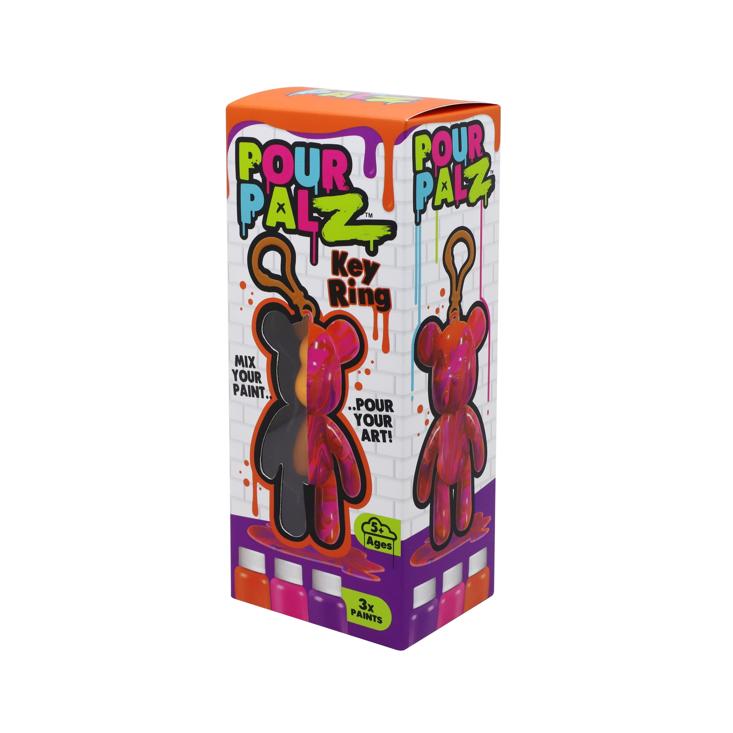 Pour Palz Bear Neon Keyring Asst - DIY Paint & Pour Craft Kit for Kids Ages 5+
