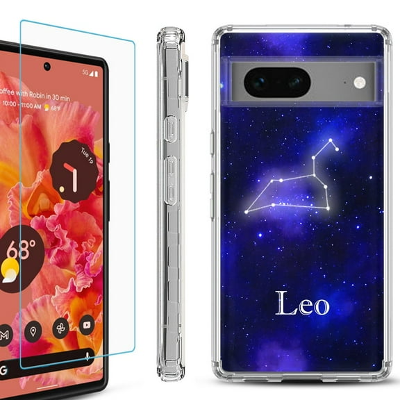 Shockproof Bumper Phone Case for Google Pixel 7, with Tempered Glass Screen Protector, by OneToughShield ® - Leo