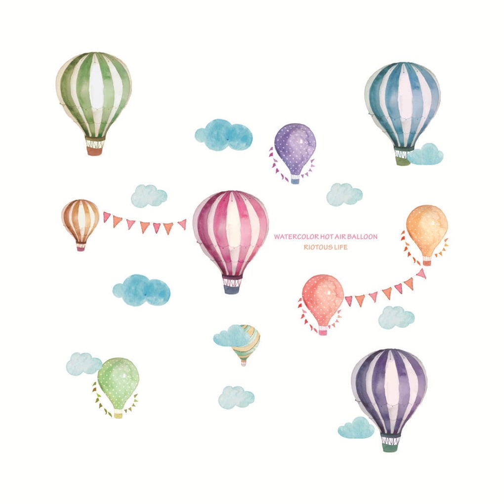 Removable Animal World Map Wall Sticker Hot Air Balloon Large Tree Decals Kids Room Preschool Education PVC Wallpaper