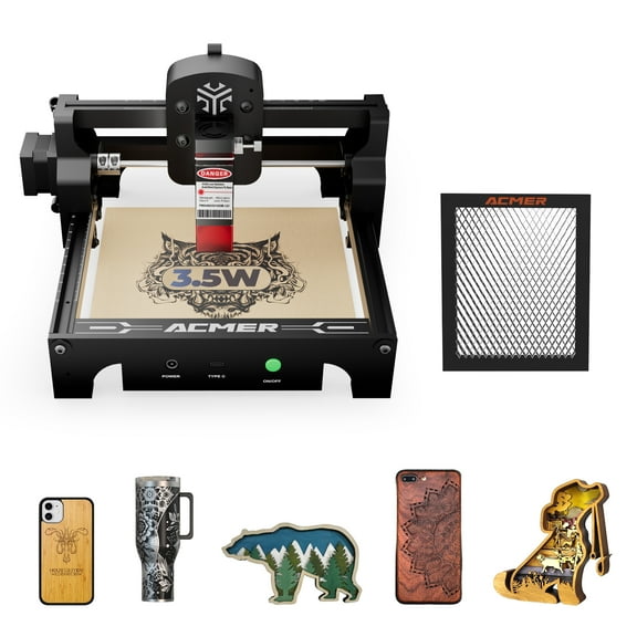 ACMER S1 3.5W Laser Engraver Machine with Honeycomb Working Table, High Precision DIY Laser Cutter for Wood, Metal, Acrylic, Beginner-friendly Kit