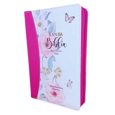 Biblia para Mujer con Cierre Letra Gigante Manual 14 puntos RV1960 mariposas con indice
