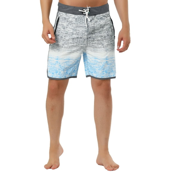 INSPIRE CHIC Men's Summer Drawstring Contrast Color Printed Beach Boardshorts Grey 36