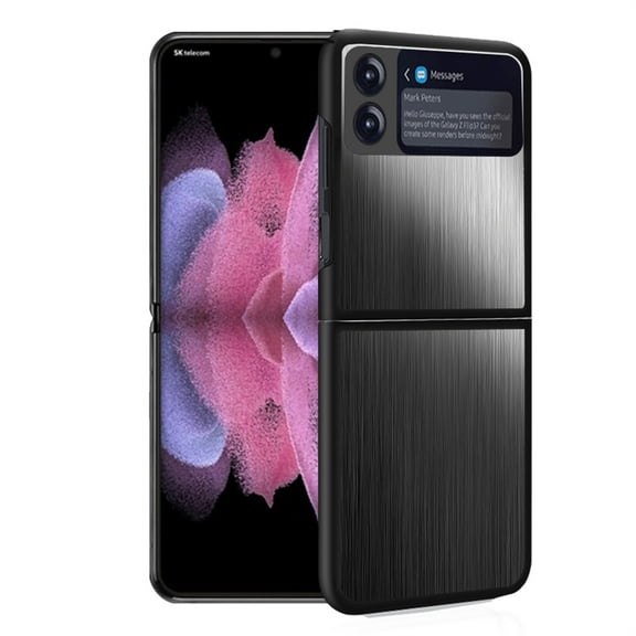 Nalacover Slim Case for Samsung Galaxy Z Flip 4, Stainless Steel Metal   Silicone/TPU Full Coverage Lens Protection Shockproof Case, Military Grade Drop Resistant Slim Case for Galaxy Z Flip 4, Black