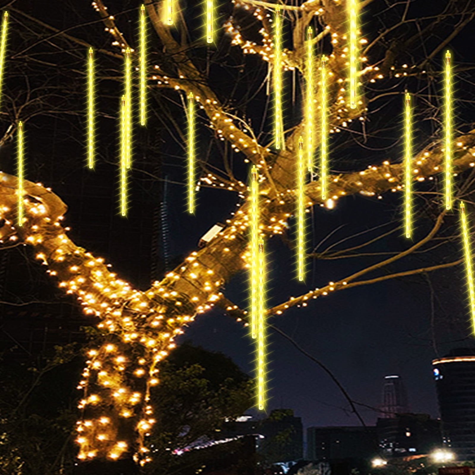 Meteor Shower Rain Lights, 10cm 10 Tube 200 LED Warm White Meteor