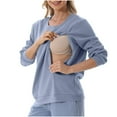 thumbnail image 2 of FRSASU Nursing Sweatshirt Long Sleeve Round Neck Breastfeeding Shirts Zipper Maternity Pumping Tops Pregnancy Cotton Pullover Blue, 2 of 9