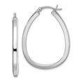 thumbnail image 1 of 925 Sterling Silver Square Tube 4mm Teardrop Hoop Earrings, 1 of 6