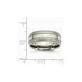 thumbnail image 3 of Gem & Harmony Mens Chisel 8mm Titanium Grooved Brushed Wedding Band Ring for Men, 3 of 6