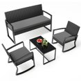 thumbnail image 4 of 4-Piece Patio Conversation Sets,Asofer Outdoor Sectional Furniture with Coffee Table,Loveseat and Rocking chair,Gray, 4 of 8