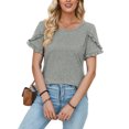 thumbnail image 1 of Avamo Hauts d'Été pour Femmes T-shirt Col Rond Manches Courtes T-shirt Confortable Chandail de Travail Gris G, 1 of 4