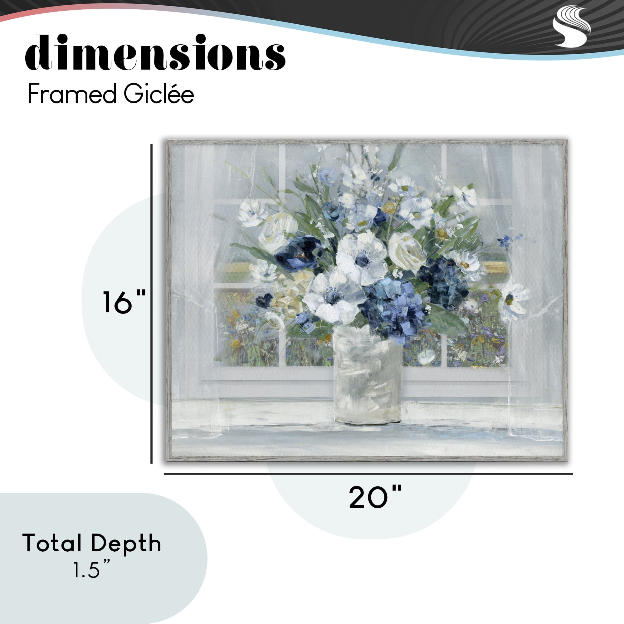 Stupell Industries Blue Hydrangea & Anemone Bouquet Gray Framed Giclee Art, design by Sally Swatland