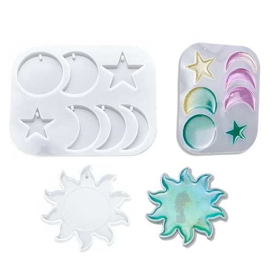 ACDANC Resin Molds Sun and Moon Star Silicone Mold Kits Silicone Mold for Resin Crafts DIY,Making Decoration Pendants/Wall Hanging