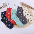 thumbnail image 2 of Huhudde 5 Pairs Women's Funny Animal Themed Socks Cotton Multicolored Cartoon Panda Cats Print Middle Calf Socks Hosiery, 2 of 10