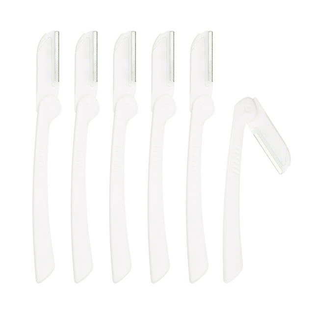 Unique Bargains 6pcs Eyebrow Razor for Women Foldable Facial Razor Stainless Steel Eyebrow Trimmer Leveling Tool White
