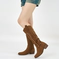 thumbnail image 2 of Ecetana Cowboy Boots for Women Western Booties Wide Calf Rivet Chunky Heel Boots, 2 of 5