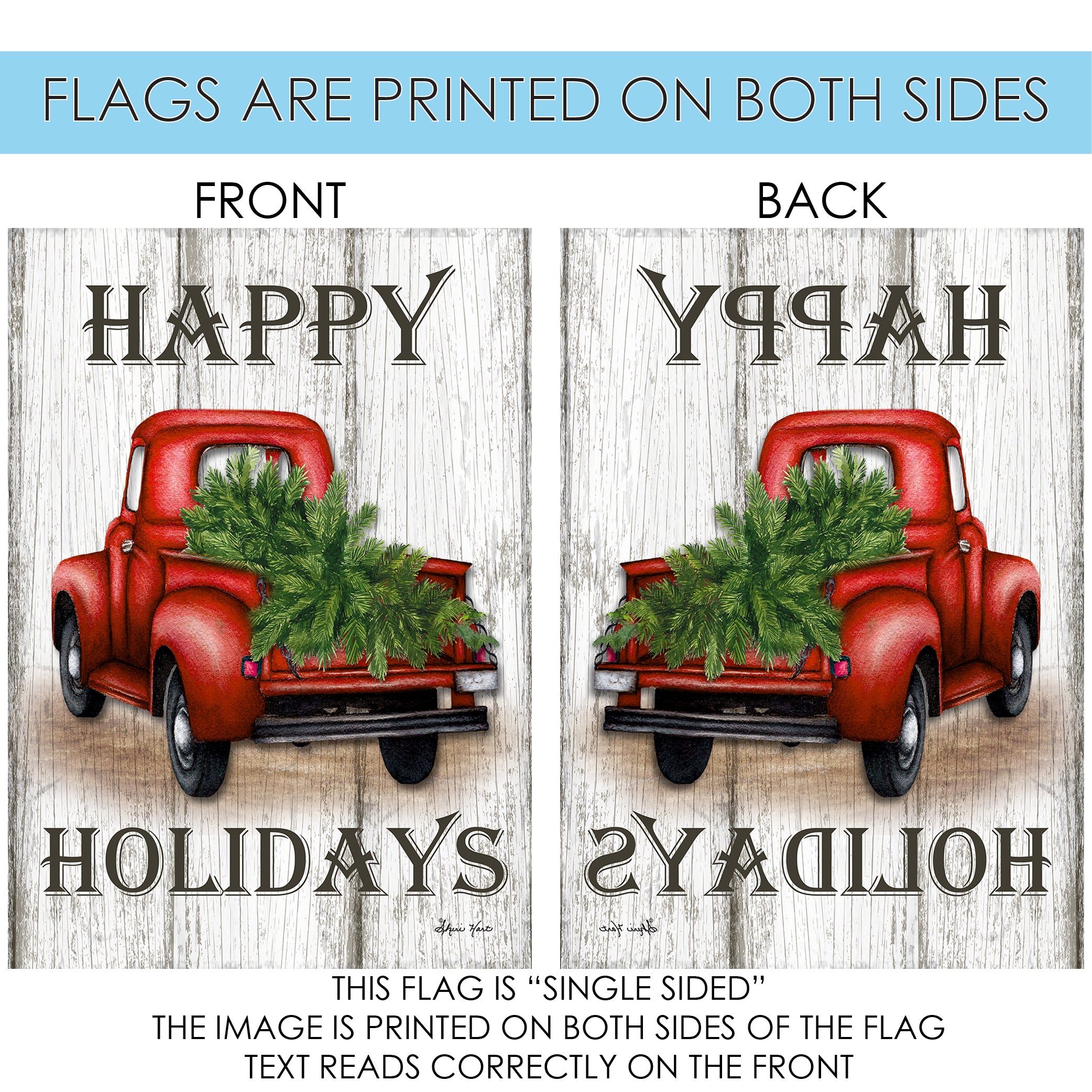 Toland Home Garden Red Truck Holidays Winter Christmas Flag Double Sided 12x18 Inch - image 5 of 5