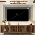 thumbnail image 5 of 78" Modern TV Stand for TVs up to 85", Entertainment Center with Closed Storage, Media Console with Slatted Doors, Cable Management & Soft-Close Hinges, Solid Wood Legs for Living Room, Walnut, 5 of 10