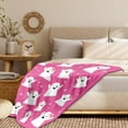 thumbnail image 4 of Halloween Blanket for Women Her Boo Basket Stuffers for Girlfriend Daughter Pink Halloween Throw Blanket for Teens Adults Halloween Pink Ghost Nightmare Before Christmas Christmas Stocking Stuffers, 4 of 6