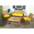 thumbnail image 5 of SAFAVIEH Ozark Outdoor Patio 4 Piece Conversation Set, Brown/Yellow, 5 of 8