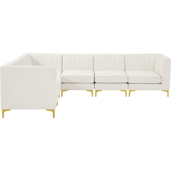 Meridian Furniture Alina Cream Velvet Modular Sectional