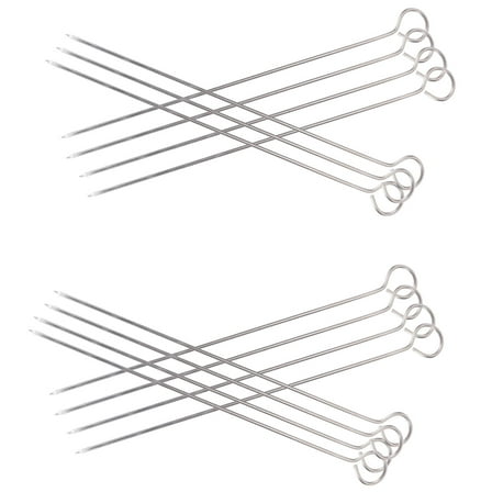 KHBUAB Grilling Skewers Stainless Steel Barbecue Needle Stick Silver 30Pcs 7.9x0.7x0.1in