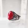 thumbnail image 3 of Coral Mans Ring, Natural Red Coral Ring, Eagle Unisex Ring, Silver Jewelry, 925 Silver Ring, Birthday Gift, Heavy Mens Ring, Arabic Design, Ottoman Style Ring, Christmas, Turkey Mens Signet Ring, 3 of 7