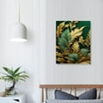 thumbnail image 3 of Creowell Green and Gold Wall Decor Tropical Plant Gold Leaves Pictures Canvas Prints Emerald Green Mid Century Modern Botanical floral Aesthetic Artwork for Living Room Bedroom Home Decor 16x20 Inch, 3 of 3