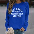 thumbnail image 2 of JFGHDG Women's Crewneck Graphic Sweatshirts Long Sleeve Oversized Loose Fit Shirts Drop Shoulder Pullover Casual Tops Blue L, 2 of 8