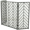 thumbnail image 5 of DecMode 52" x 31" Black Metal Foldable Mesh Netting 3 Panel Geometric Fireplace Screen with Chevron Pattern, 1-Piece, 5 of 6