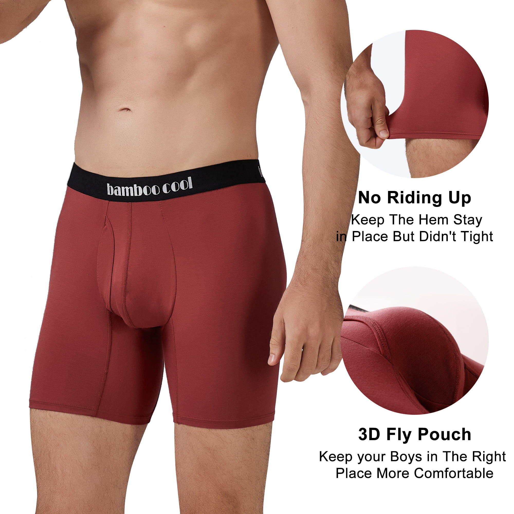 Men's Bamboo Boxer Briefs Underwear,Bamboo Viscose Trunks,Moisture