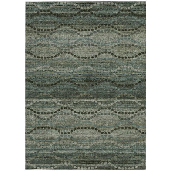 HomeRoots 629694 10 x 14 ft. Artichoke Green & Gray Ogee Washable Transitional Indoor & Outdoor Rectangle Area Rug