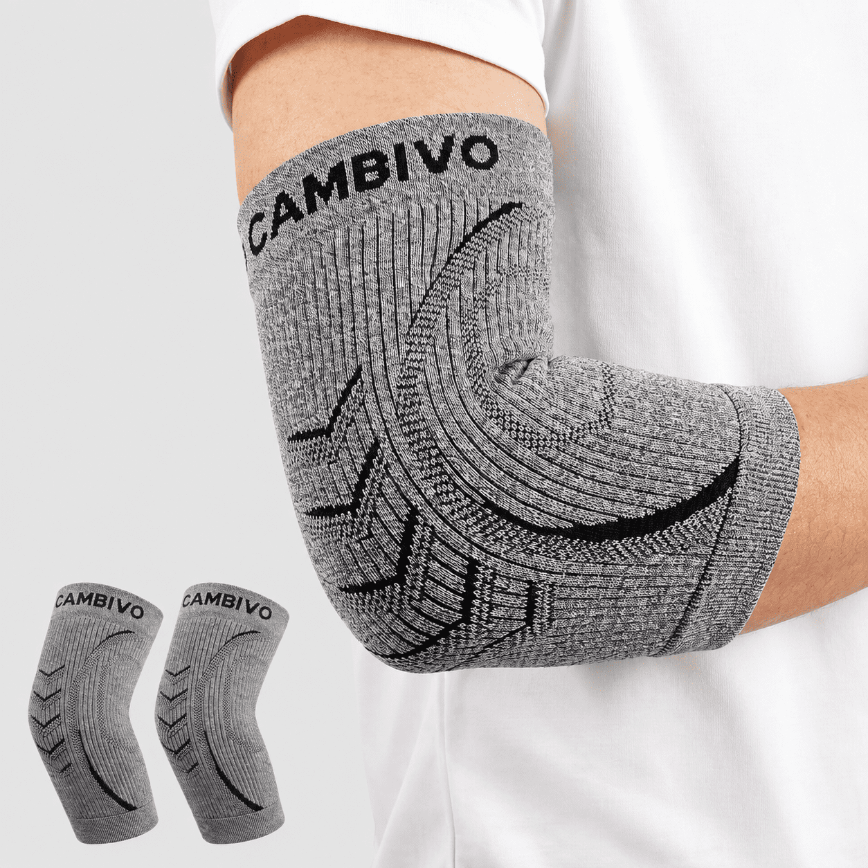 CAMBIVO Elbow Compression Sleeve 1 Pair, Tennis Elbow Brace for Men & Women, Breathable Elbow Support for Tendonitis, Golfer's Elbow, Arthritis, Bursitis, Swelling & Joint Pain