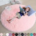 thumbnail image 1 of Blush Round Rug For Bedroom,fluffy Circle Rug For Kids Room,furry Carpet For Teen Girls Room, 1 of 5