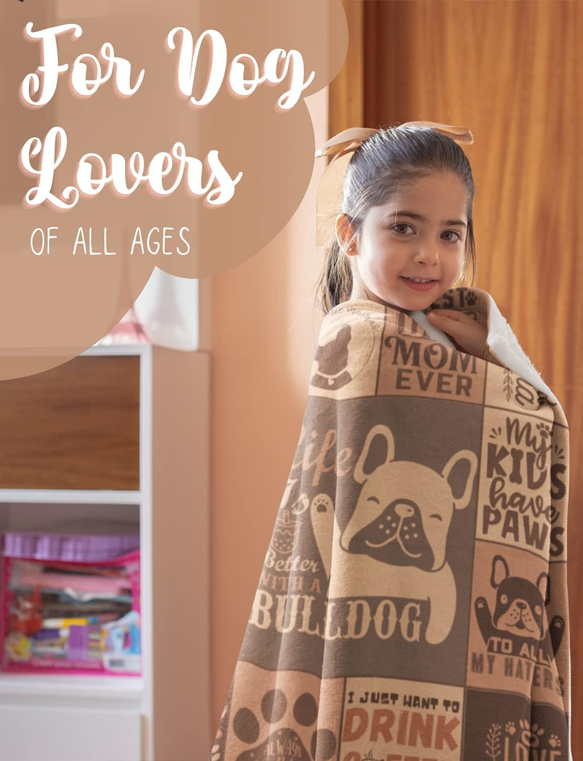 French Bulldog Blanket Throws for Dog Mom Dad, Flannel Fleece Blanket Gifts for Frenchie Lovers, 50*60, Perfect for Birthday Christmas Thanksgiving Mother''s Day, Brown