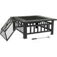 thumbnail image 5 of 32in Wood Fire Pit with Mesh Lid and Fire Poker, Portable Outdoor Fireplace Burning FirePit for Chrismas Backyard Patio Outside Picnic BBQ Party, 5 of 7
