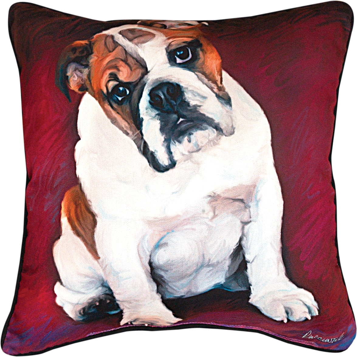 Manual Woodworkers and Weavers Paws And Whiskers Bulldog Baby Printed Pillow 18 X 18 in.