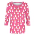thumbnail image 4 of Kctiaxy 3/4 Length Sleeve Womens tops Happy Easter Graphic Crew Neck T-Shirt Fashion Casual Loose Fitting Top Festival Pullover Tees, 4 of 7