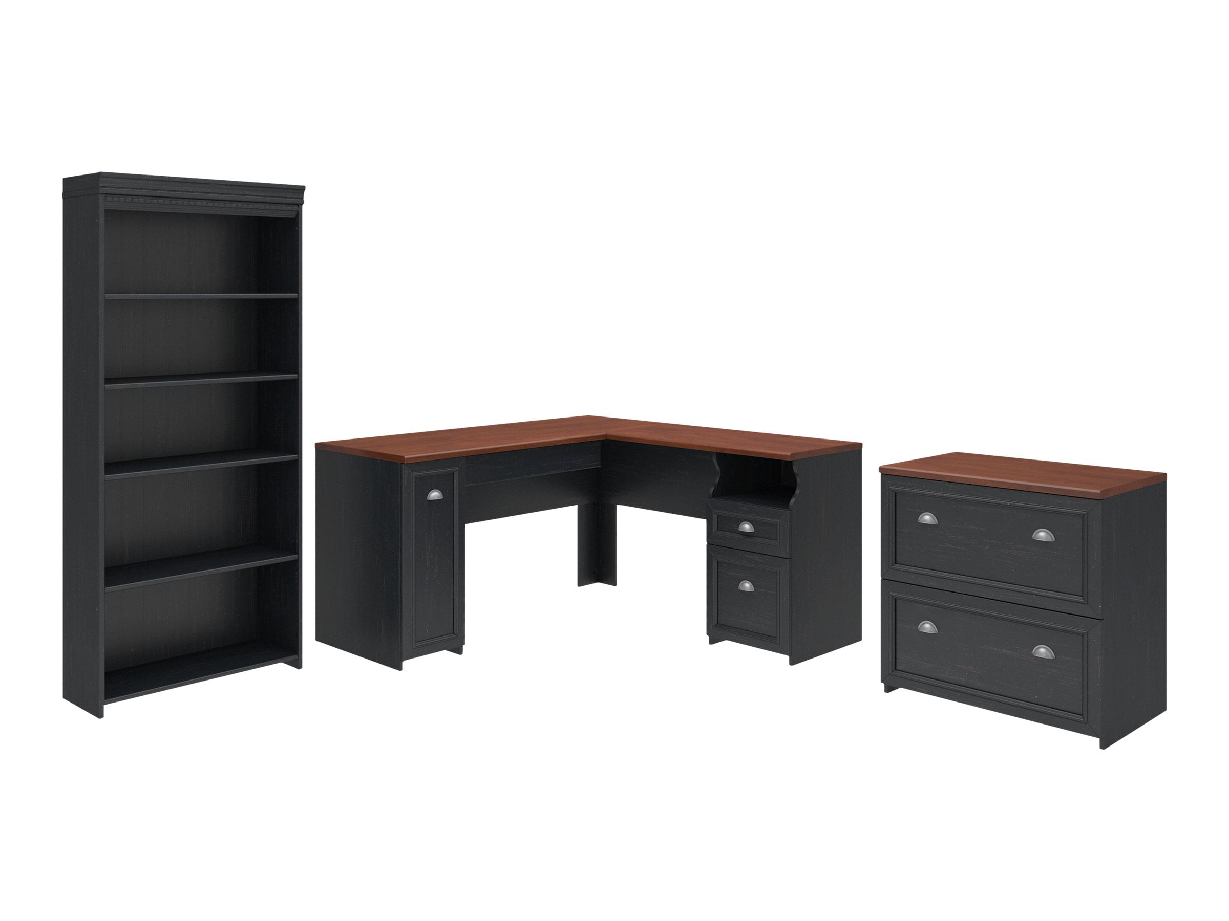 Bush Furniture Fairview Desk with 5shelf bookcase, 2drawer lateral