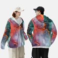 thumbnail image 4 of Gaeub Colorful Abstract Waves Men's and Women's UPF 50+ Long-Sleeved Sun Protection Clothing, Fishing Shirt Long Sleeve Zip-Small, 4 of 7