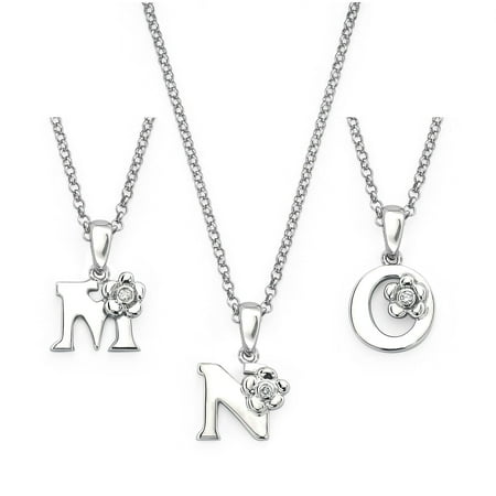 sterling pendant initial accent letter necklace diamond silver walmart