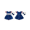 thumbnail image 2 of BemeyourBBs Toddler Baby Girls 4th of July  Outfit Summer Smocked Rompers Dress Patriot Independence Day Clothes Star Print Fly Sleeve Bodysuits Jumpsuits Playsuit Dress with Headband, 2 of 9