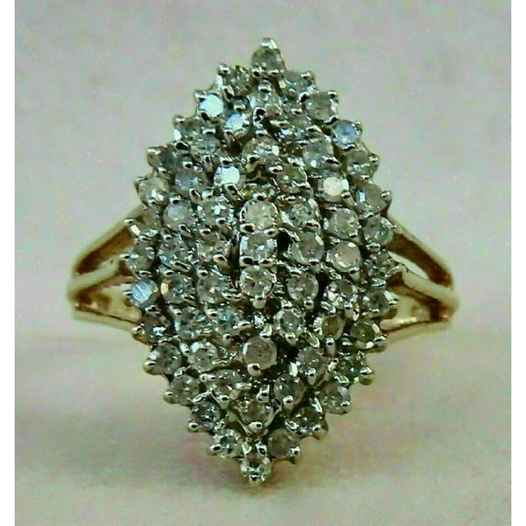 2Ct Round Cut VVS1/D Diamond Cluster Lab Created Wedding Ring 14K Yellow Gold Plated 925 Silver