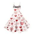 thumbnail image 5 of Valentines Day Sleeveless A-line Dress with Heart Print Adjustable Straps Lightweight Evening Prom Party Dress Red 2XL, 5 of 5
