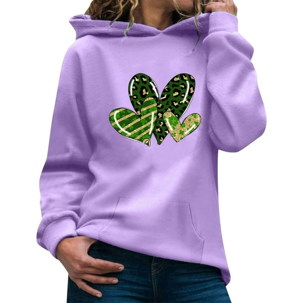 WILLBEST Sudadera de Mujer, Estilo Femenino, con Capucha, Manga Larga y Estampado, Inspirada En El Día de San Patricio (Tema Verde) Modelo 1609 XXX-Grande