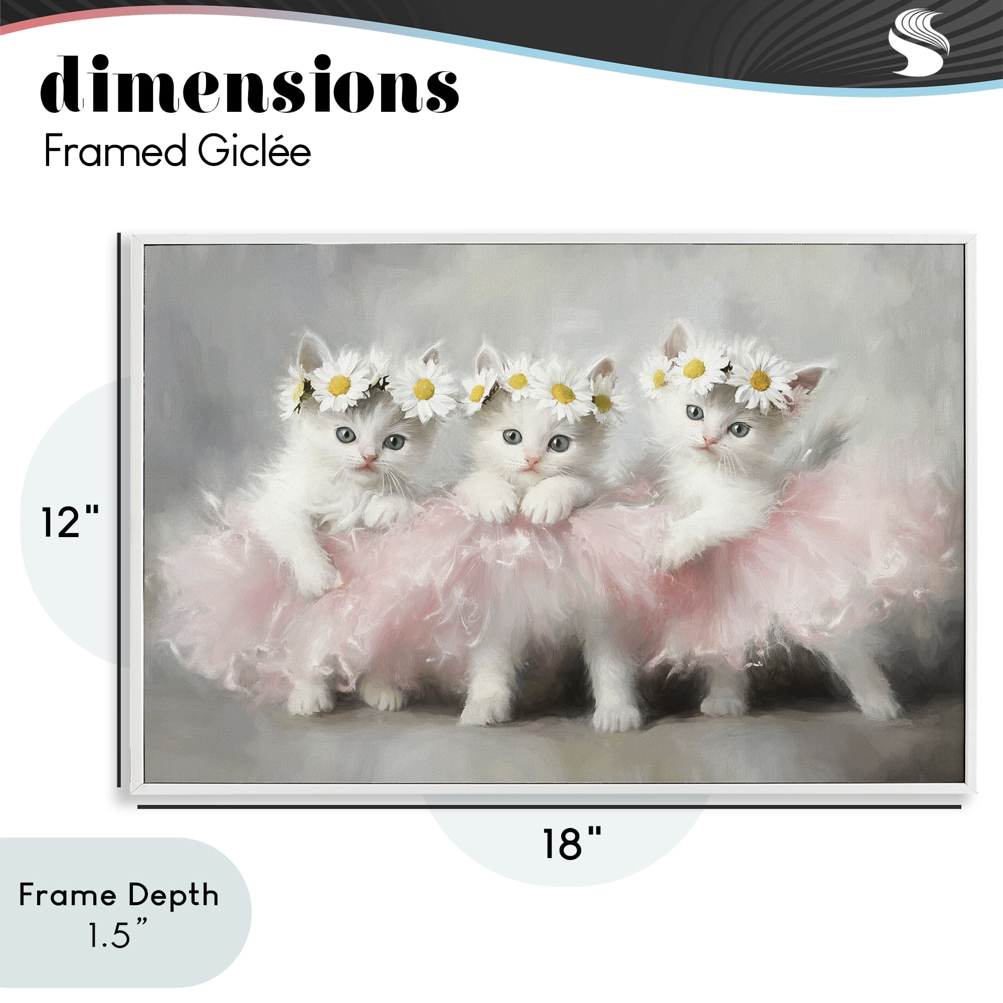 Stupell Industries Dancing Kittens in Tutus White Framed Giclee Art, design by Tina LeCour