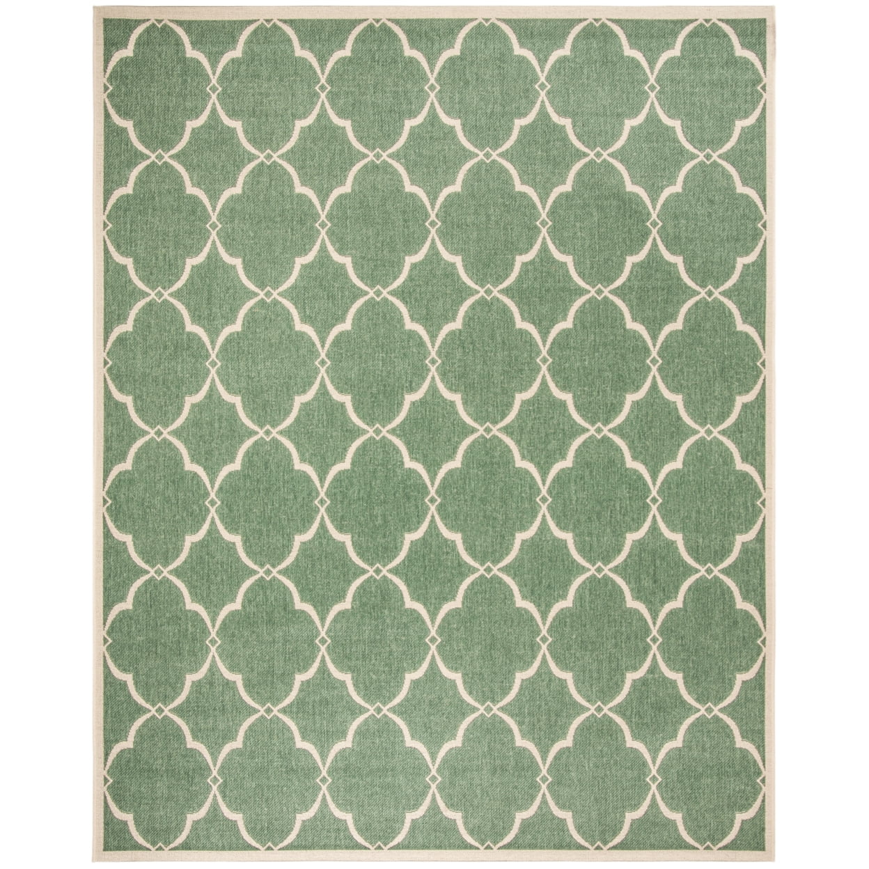 SAFAVIEH Beach House Sharla Geometric Indoor/Outdoor Area Rug, Green/Creme, 6'7" x 6'7" Square