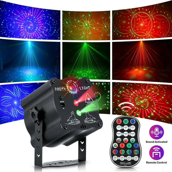 Strobe Light Disco Stage Party Lights, DJ Lights with Remote Control & Sound Activated RGB Flash, 2024 Upgraded USB Powered Club Light Rave Stage Light Projector Effect for Parties Halloween Bar KTV