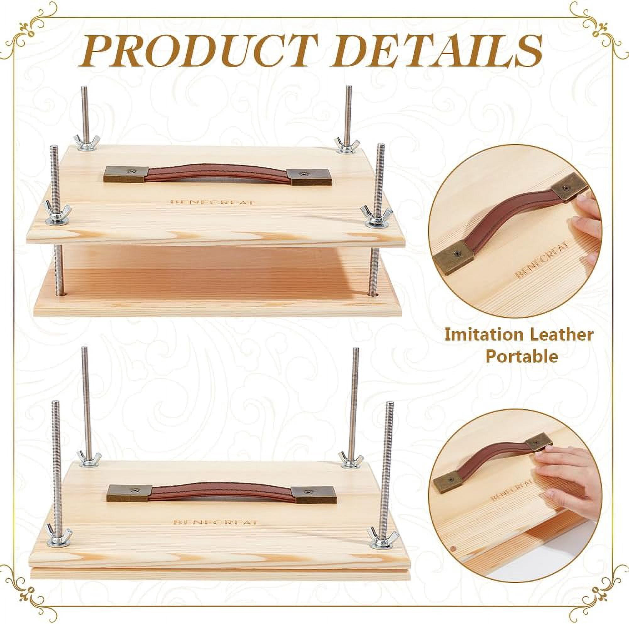 1set 8x10 Inch Wood Book Binding Kits Portable Book Press Rectangle Book Binding for DIY Bookbinding Books Supplies Brown