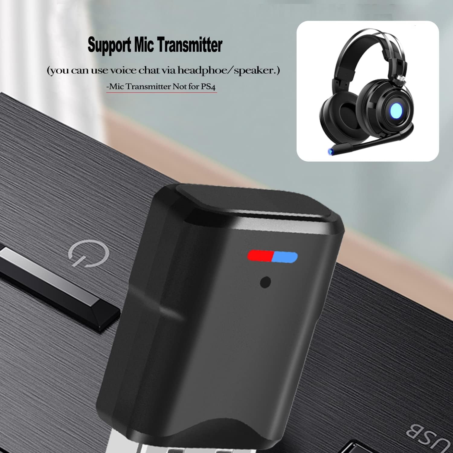 Bluetooth Audio Adapter for PS5 - Uberwith Bluetooth Dongle 5.0 Adapter for PS5/PS4/Windows 10/8/7/XP Compatible with Airpods, Headset, Speaker - USB Bluetooth 5.0 Dongle